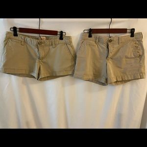 Two pairs of khaki shorts